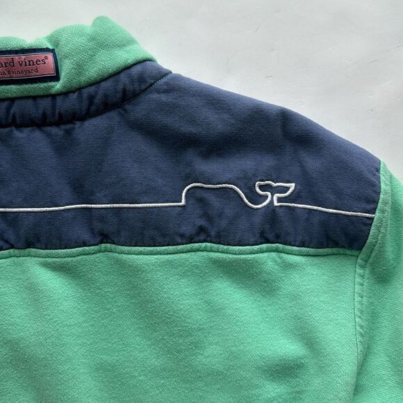 Vineyard Vines Mens M Shep Quarter Zip Sweatshirt Green Blue Preppy‎ Logo Shirt - Picture 8 of 12